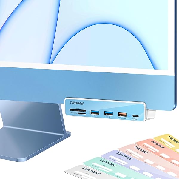 TWOPAN TWOPAN USB C Hub for iMac 2023/2021 - 6-in-1 Adapter with USB 3.0, SD/MicroSD Readers & 7 Color Options
