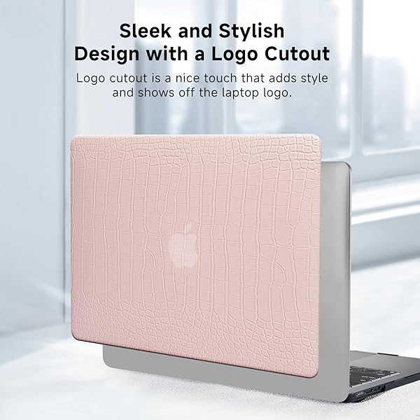 FUNUT Funut Crocodile Leather Case for MacBook Air 13 Inch 2021 2020 2019 2018 M1 A2337 A2179 A1932 with Keyboard Cover Pink - View 6 of 10