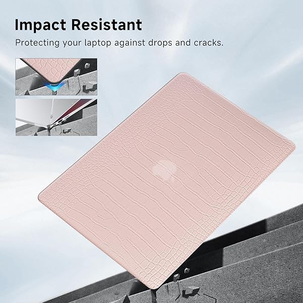 FUNUT Funut Crocodile Leather Case for MacBook Air 13 Inch 2021 2020 2019 2018 M1 A2337 A2179 A1932 with Keyboard Cover Pink - View 7 of 10