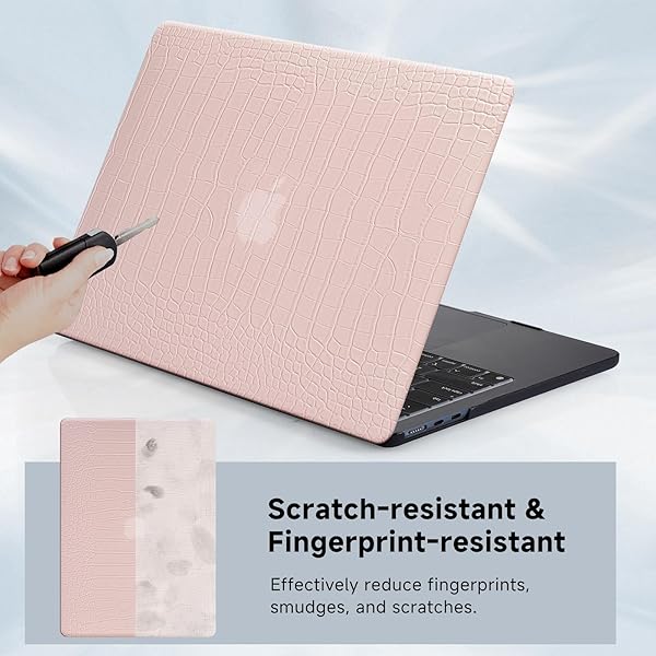 FUNUT Funut Crocodile Leather Case for MacBook Air 13 Inch 2021 2020 2019 2018 M1 A2337 A2179 A1932 with Keyboard Cover Pink - View 8 of 10