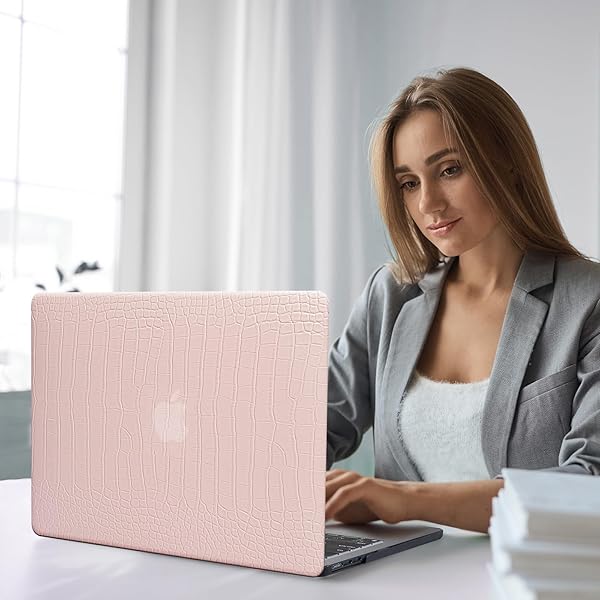 FUNUT Funut Crocodile Leather Case for MacBook Air 13 Inch 2021 2020 2019 2018 M1 A2337 A2179 A1932 with Keyboard Cover Pink - View 10 of 10