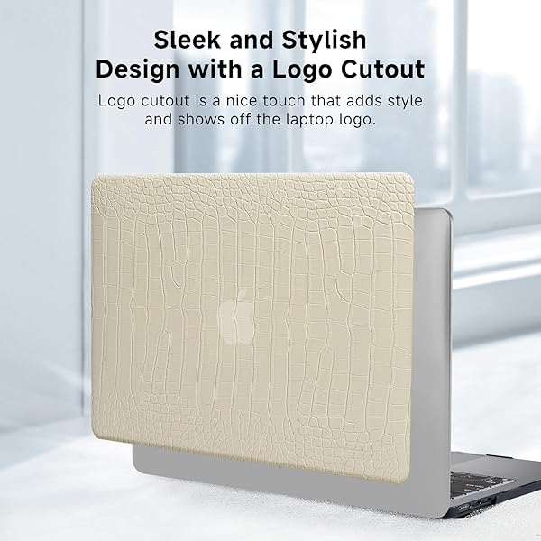 FUNUT Funut MacBook Pro 13 Inch Case 2024 2023 2022 2016 Release Crocodile Leather Hard Shell and Keyboard Cover Pudding - View 6 of 9