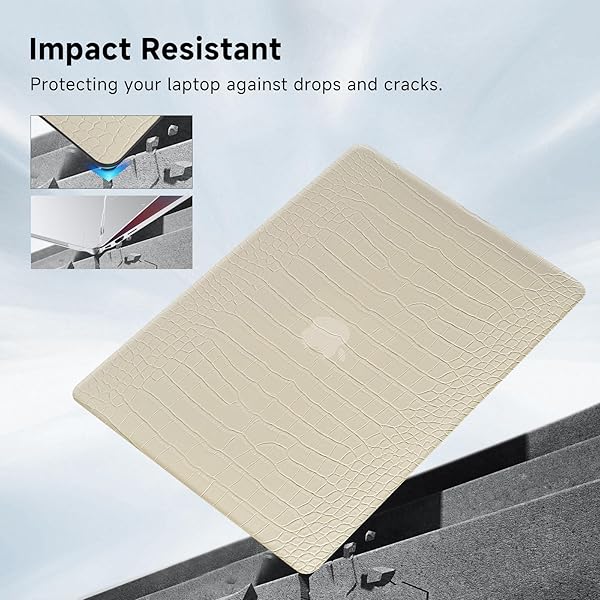 FUNUT Funut MacBook Pro 13 Inch Case 2024 2023 2022 2016 Release Crocodile Leather Hard Shell and Keyboard Cover Pudding - View 7 of 9