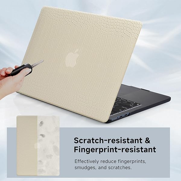 FUNUT Funut MacBook Pro 13 Inch Case 2024 2023 2022 2016 Release Crocodile Leather Hard Shell and Keyboard Cover Pudding - View 8 of 9