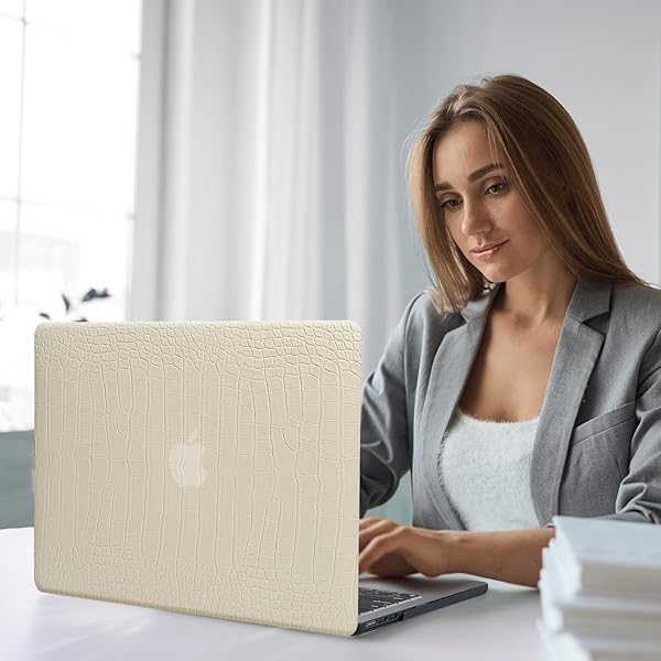 FUNUT Funut MacBook Pro 13 Inch Case 2024 2023 2022 2016 Release Crocodile Leather Hard Shell and Keyboard Cover Pudding - View 9 of 9