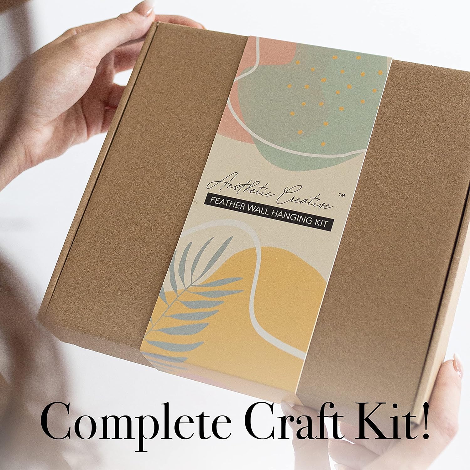 Aesthetic Creative DIY Macrame Kit Feather Dream Catcher Wall Hanging for Beginners Craft Supplies Boho Art Project with Cord Gold Hoop Accessories Instructions - View 6 of 9