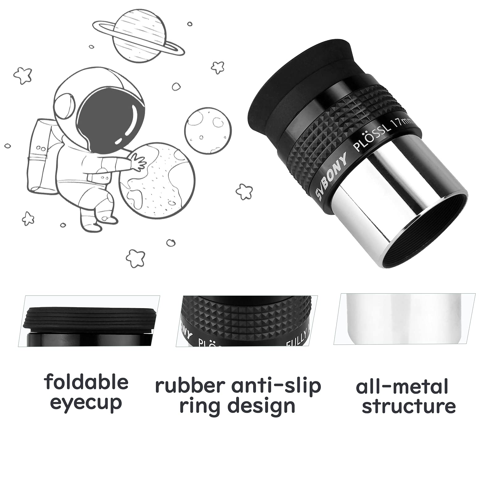 SVBONY SVBONY SV131 17mm Plossl Eyepiece 1.25 Inch Telescope Lens 4 Elements 48 Degrees Field of View with Filter Threaded - View 4 of 9