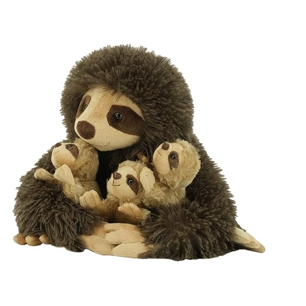 YOHAKI YOHAKI Sloth Plush Animal 11 Inch Cute Stuffed Sloth with 3 Baby Sloths Washable Plush Toy Perfect Birthday Gift for Kids