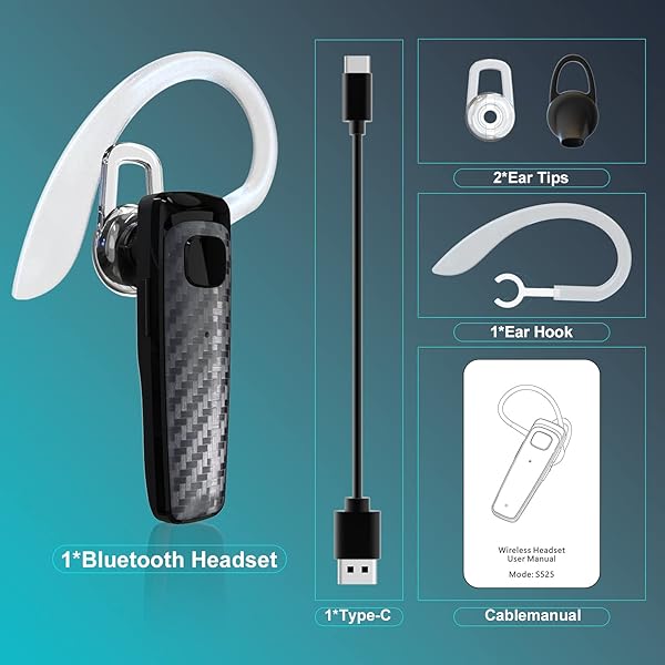 LEKOYE LEKOYE Bluetooth Headset CVC8.0 Noise Cancelling 16 Hrs Talk Time Wireless Earpiece for Office Driving Compatible with iPhone and Android - View 6 of 8