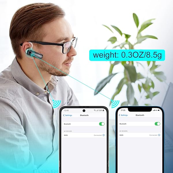LEKOYE LEKOYE Bluetooth Headset CVC8.0 Noise Cancelling 16 Hrs Talk Time Wireless Earpiece for Office Driving Compatible with iPhone and Android - View 7 of 8