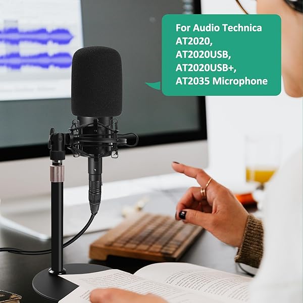 Rigych Adjustable AT2020 Mic Stand with Shock Mount & Foam Windscreen - Perfect for AT2020, AT2020USB, AT2035 | Rigych - View 4 of 7
