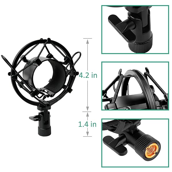 Rigych Adjustable AT2020 Mic Stand with Shock Mount & Foam Windscreen - Perfect for AT2020, AT2020USB, AT2035 | Rigych - View 6 of 7