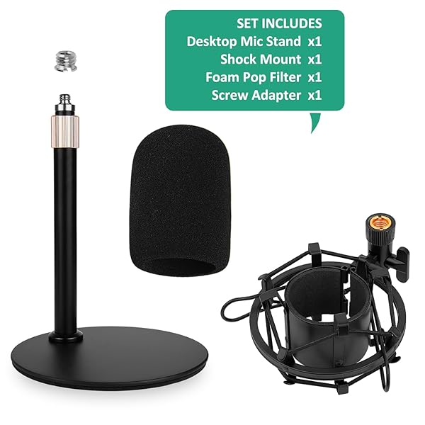 Rigych Adjustable AT2020 Mic Stand with Shock Mount & Foam Windscreen - Perfect for AT2020, AT2020USB, AT2035 | Rigych - View 7 of 7