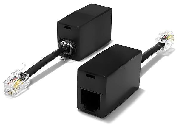 AmzPRO AmzDeals 2-Pack RJ11 to RJ9 Adapter - Female RJ11 Jack to Male RJ9 Plug for Clear Calls