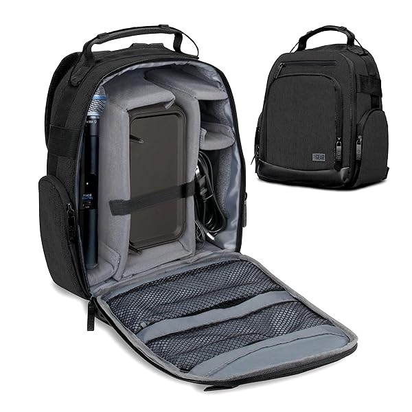 USA Gear USA Gear Audio Equipment Backpack: Microphone Case for Shure, Sennheiser, Rode & More - Perfect for Wireless & Recording Microphones - View 3 of 10