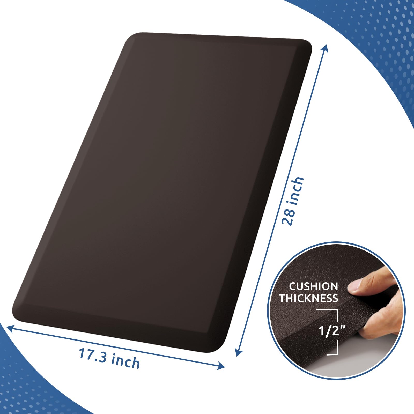 KitchenClouds KitchenClouds Cushioned Anti Fatigue Kitchen Mat 17.3x28 Waterproof Non Slip Comfort Rug for Home Office Sink Chocolate - View 2 of 7