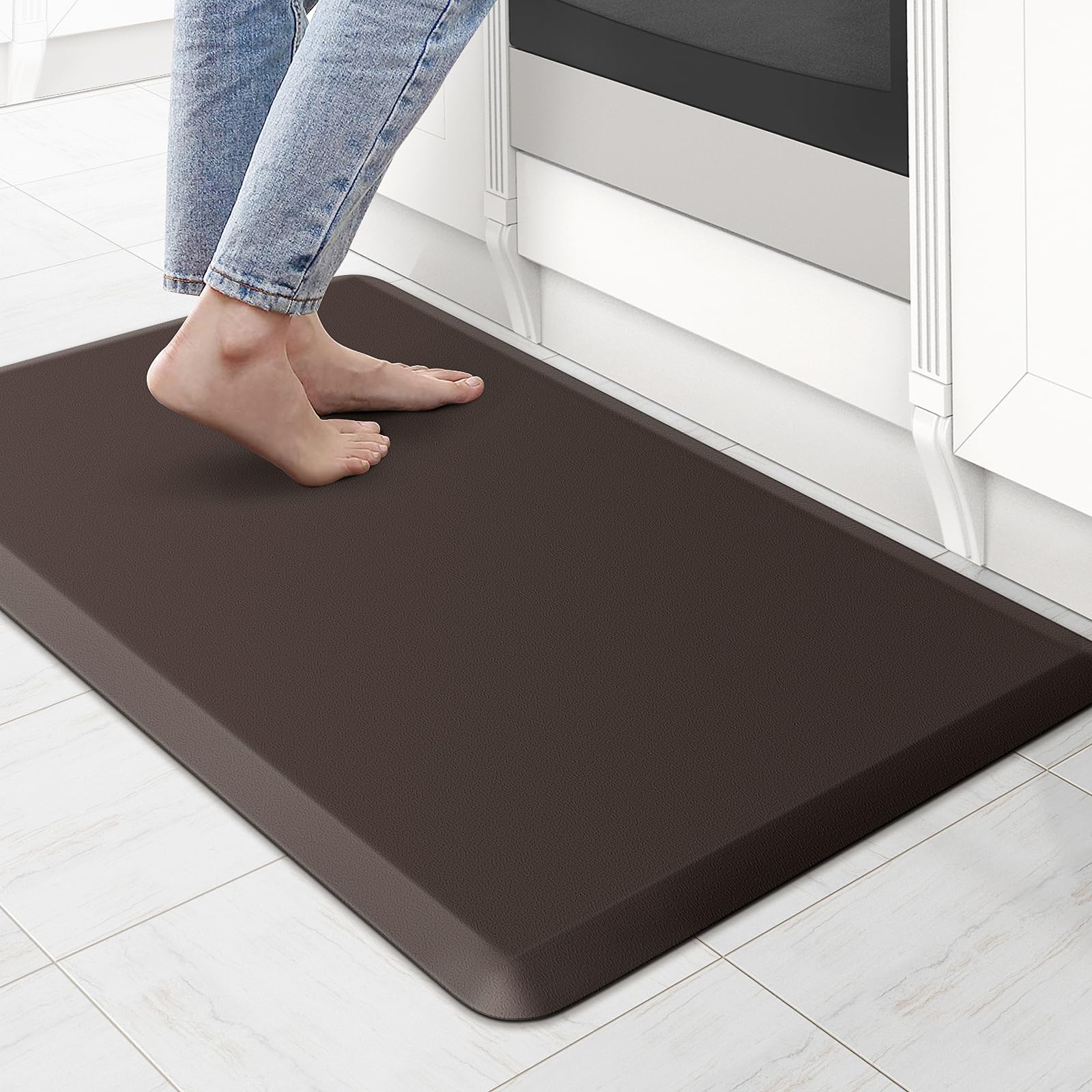KitchenClouds KitchenClouds Cushioned Anti Fatigue Kitchen Mat 17.3x28 Waterproof Non Slip Comfort Rug for Home Office Sink Chocolate