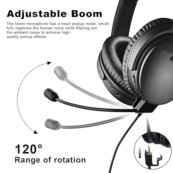 Xivip Replacement Microphone Headphones Cable for Bose QuietComfort 35 QC35 QC35 II Boom Gaming Mic with Mute Switch for Xbox One PS4 PS5 PC 4FT - View 4 of 7