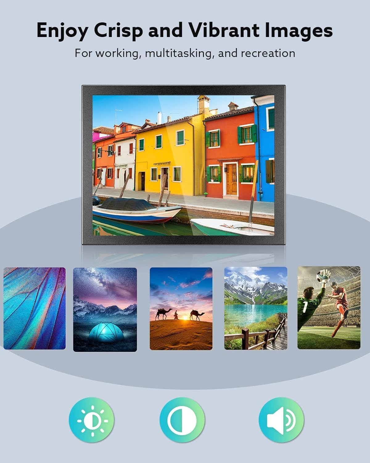 Eyoyo 8 Inch Mini Monitor 1024x768 Resolution Car Rear View TFT LCD Screen with HDMI VGA AV Input for PC DVD DVR CCD 140 Degree Wide View - View 5 of 9