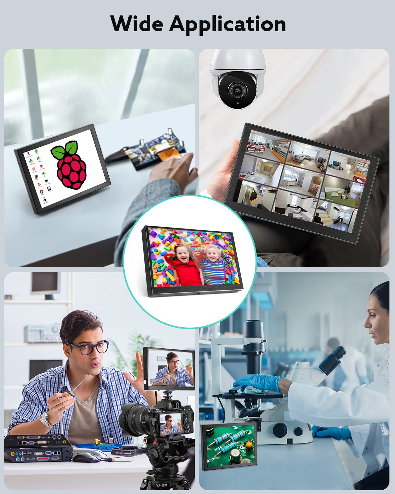 Eyoyo 7 Inch Mini Monitor 1024x600 Resolution Car Rear View TFT LCD Screen with HDMI VGA AV Input for PC DVD DVR CCD 140 Degree Wide View - View 9 of 9