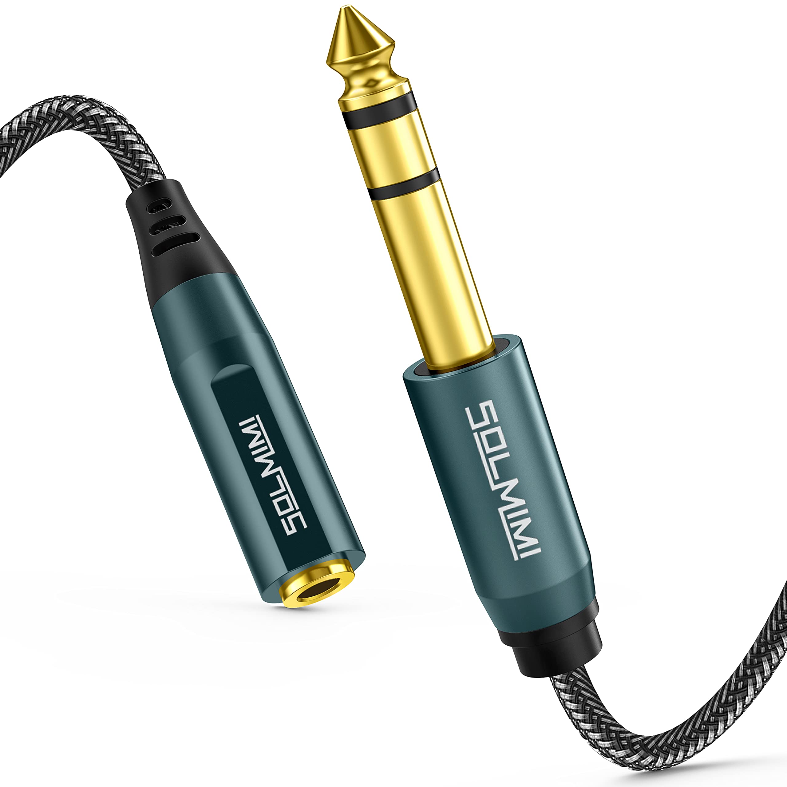 SOLMIMI SOLMIMI 1/4 to 3.5mm Headphone Adapter - 6.35mm Male to 3.5mm Female TRS Stereo Cable for Mixer, Guitar, Piano & More - 1ft