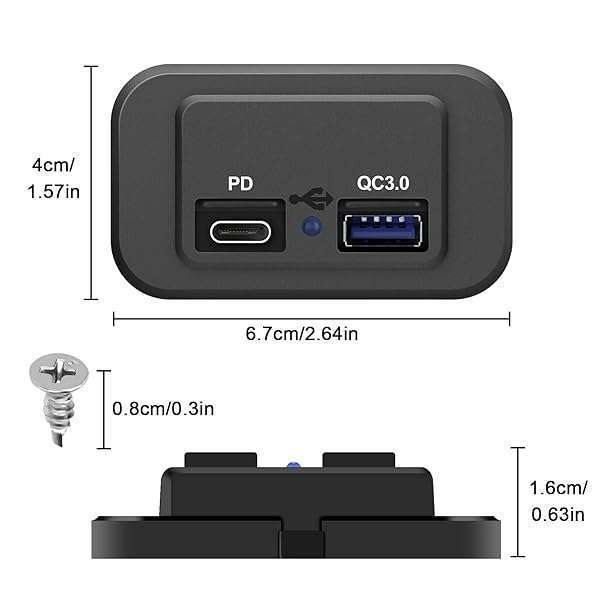 Linkstyle Linkstyle 12V USB Outlet: QC3.0 USB A & C Charging Socket for Car, Marine & Motorcycle - View 6 of 8