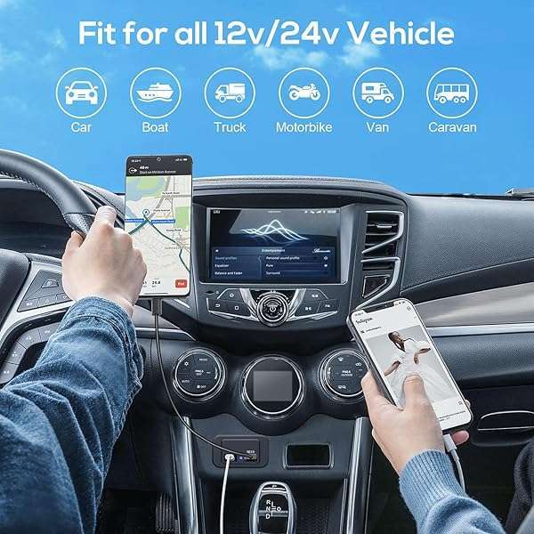 Linkstyle Linkstyle 12V USB Outlet: QC3.0 USB A & C Charging Socket for Car, Marine & Motorcycle - View 8 of 8