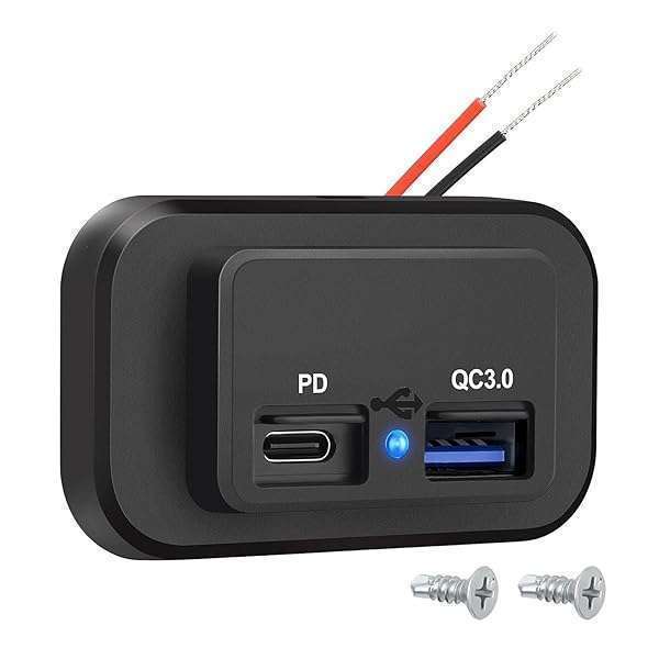 Linkstyle Linkstyle 12V USB Outlet: QC3.0 USB A & C Charging Socket for Car, Marine & Motorcycle - View 2 of 8