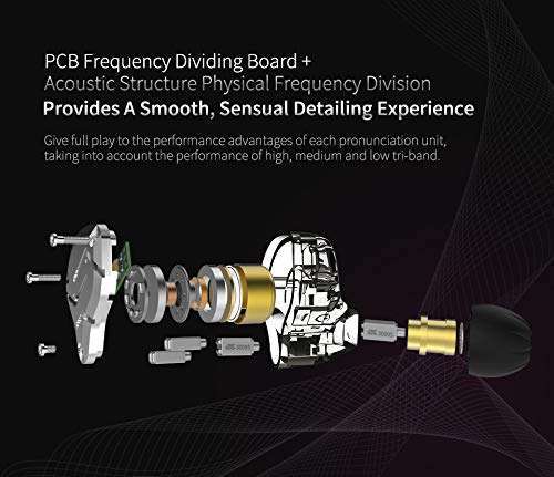 CCA Buy KZ ZS10 Pro IEM Earphones - 4BA+1DD Hybrid Drivers, HiFi Sound, Stainless Steel, Perfect for Musicians & Gamers (with Mic, Black) - View 6 of 8