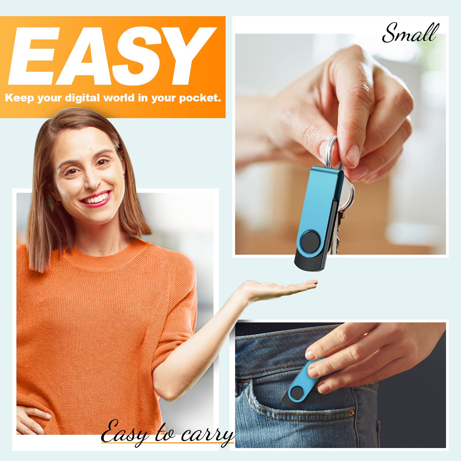 Kepmem Kepmem 16GB USB 3.0 Multipack 10pcs Thumb Drives Metal Swivel Zip Pendrives with Ropes for Fast Data Storage and Transfer - View 6 of 8