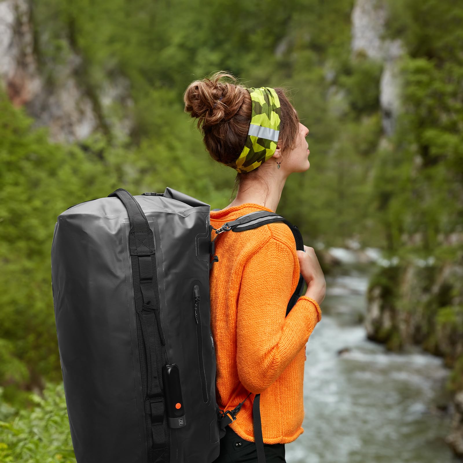 Haimont Large Waterproof Duffel Backpack Roll Top Heavy Duty Dry Bag for Boating Travel Motorcycle Kayaking Camping 60L Black - View 8 of 8