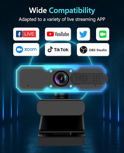 NBPOWER NBPOWER 1080P 60FPS Webcam with Microphone & RGB Light - Perfect for Streaming on Windows & Mac - View 7 of 8