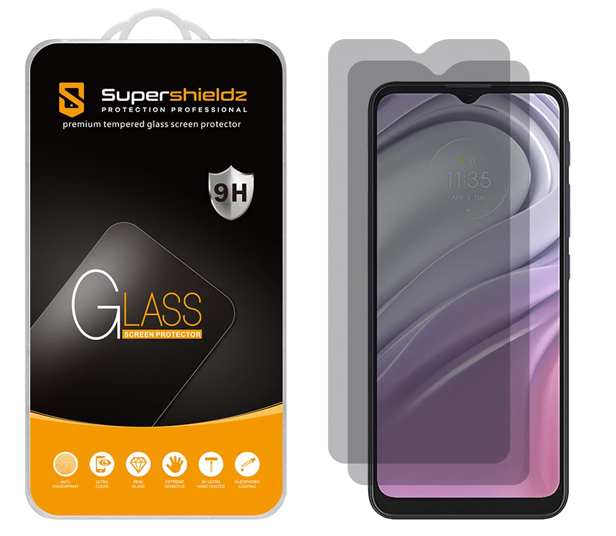 Supershieldz (2 Pack) (Privacy) Anti Spy Screen Protector Designed for Motorola Moto G Pure, Tempered Glass, Anti Scratch, Bubble Free