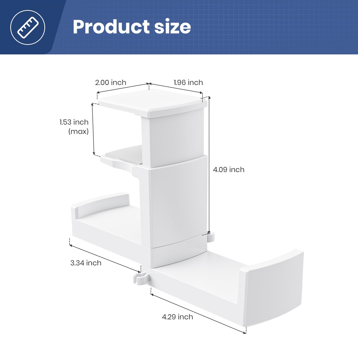 Dual Headphone Stand Holder EURPMASK 2 in 1 PC Gaming Headset Hooks 360 Degree Rotating Hanger with Adjustable Clamp and Cable Clip Organizer White - View 9 of 9