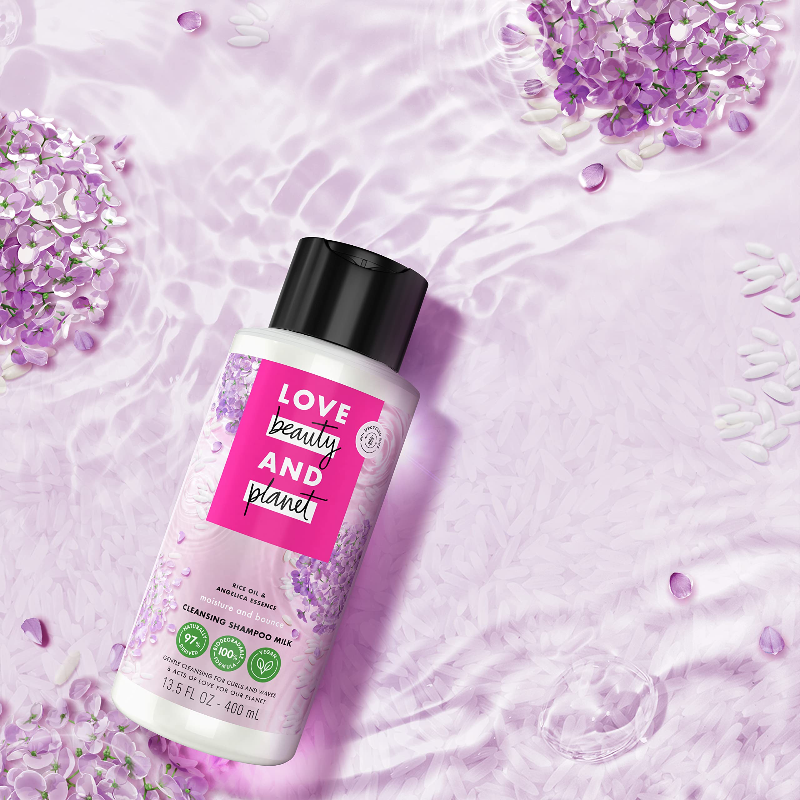 Love Beauty And Planet Love Beauty and Planet Shampoo Milk: Moisture & Bounce for Waves & Curls - Biodegradable Rice Oil & Angelica Essence, 13.5 oz - View 6 of 8