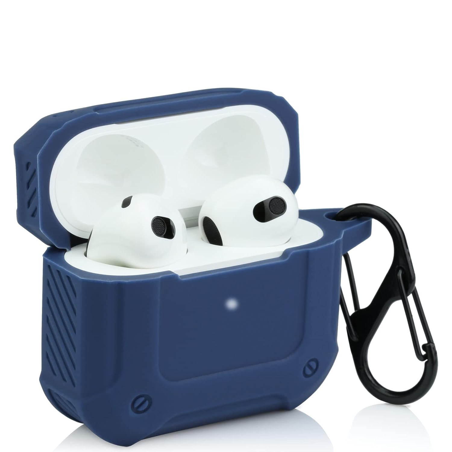 LEFXMOPHY AirPods 3 Case Cover Premium Silicone Blue Protector with Keychain for Men Women and Boys Girls 2021 Model