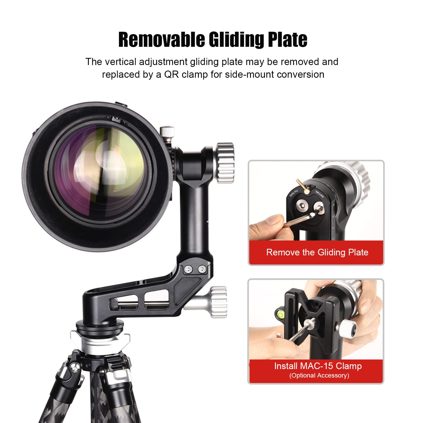 SUNWAYFOTO SUNWAYFOTO GH-02 Gimbal Head Aluminum Supports 66 lbs 30 Kgs Ideal for Photographers and Videographers - View 8 of 9