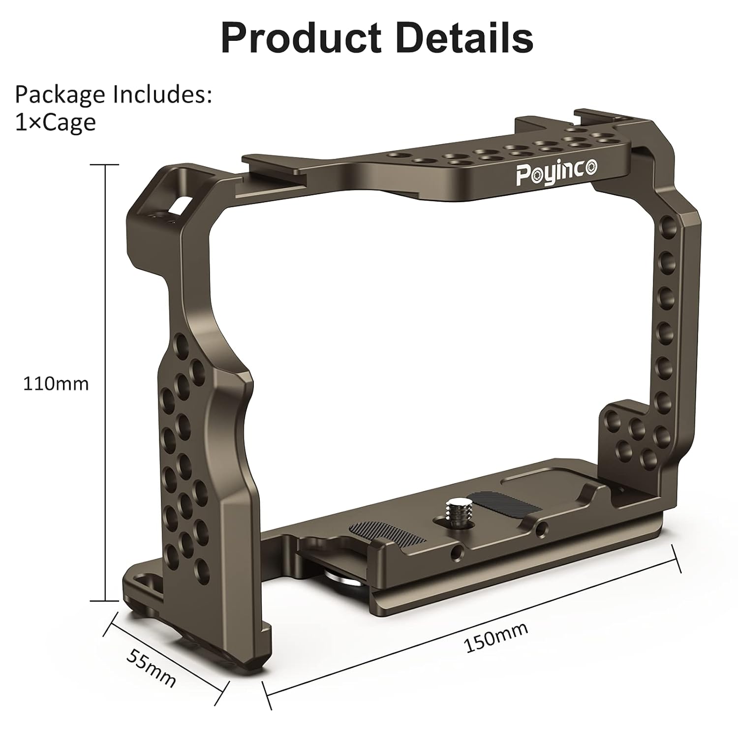 Poyinco Poyinco Camera Cage with Cold Shoe for Sony A7M3 A73 A7R3 A7R2 Enhance Your Filmmaking Experience - View 6 of 7