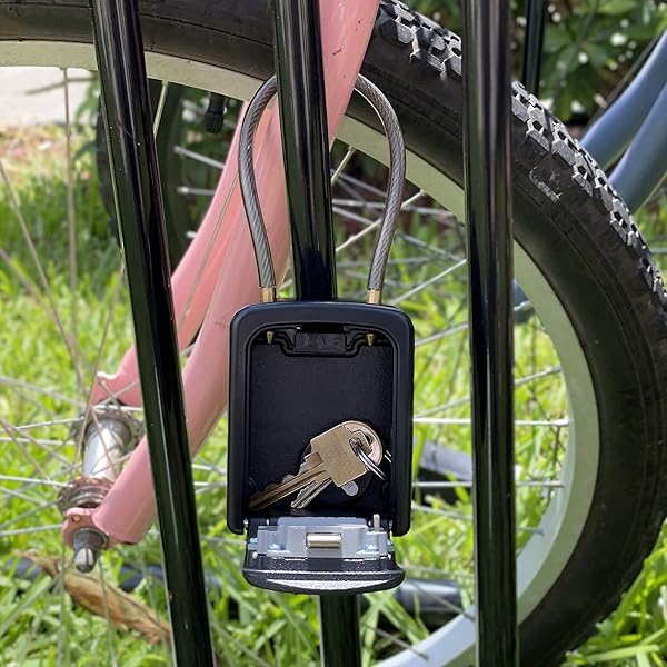 Iron Lock Iron Lock Key Lock Box Portable Waterproof 4 Digit Combination Resettable Code for Indoor Outdoor Use Hold Spare Keys for Realtors - View 4 of 10