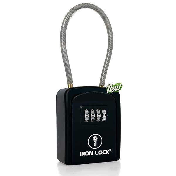 Iron Lock Iron Lock Key Lock Box Portable Waterproof 4 Digit Combination Resettable Code for Indoor Outdoor Use Hold Spare Keys for Realtors