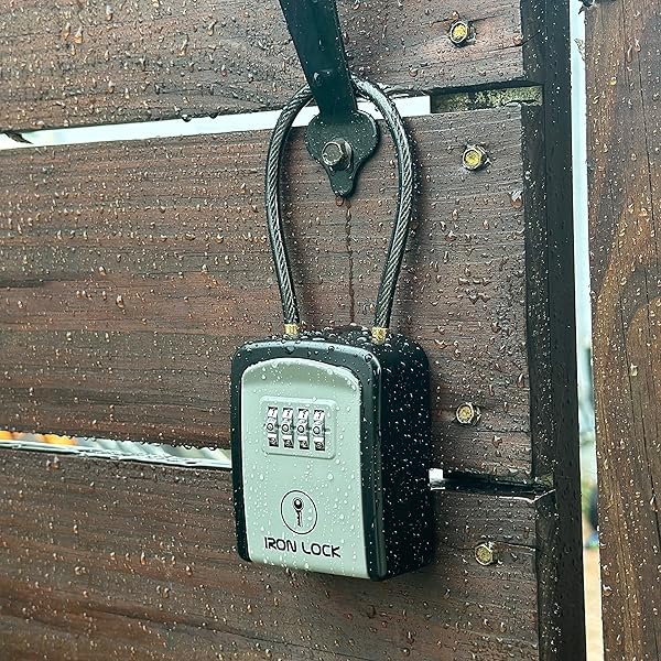 Iron Lock Iron Lock Key Lock Box Portable Waterproof 4 Digit Combination Resettable Code Outdoor Indoor Key Storage for Realtors - View 9 of 10