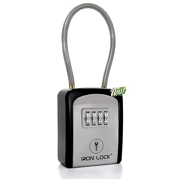 Iron Lock Iron Lock Key Lock Box Portable Waterproof 4 Digit Combination Resettable Code Outdoor Indoor Key Storage for Realtors - View 3 of 10