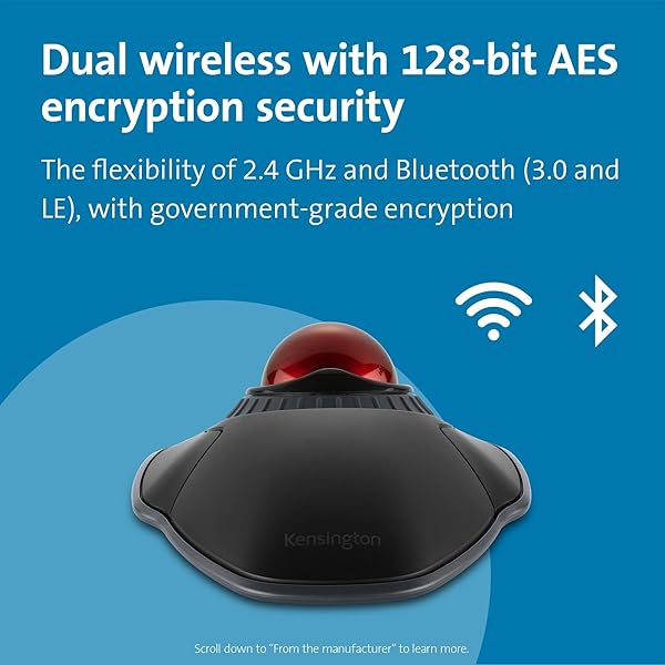 Kensington Buy Kensington Orbit Wireless Trackball with Scroll Ring - Black-Red (K70990WW) for Effortless Navigation - View 8 of 11