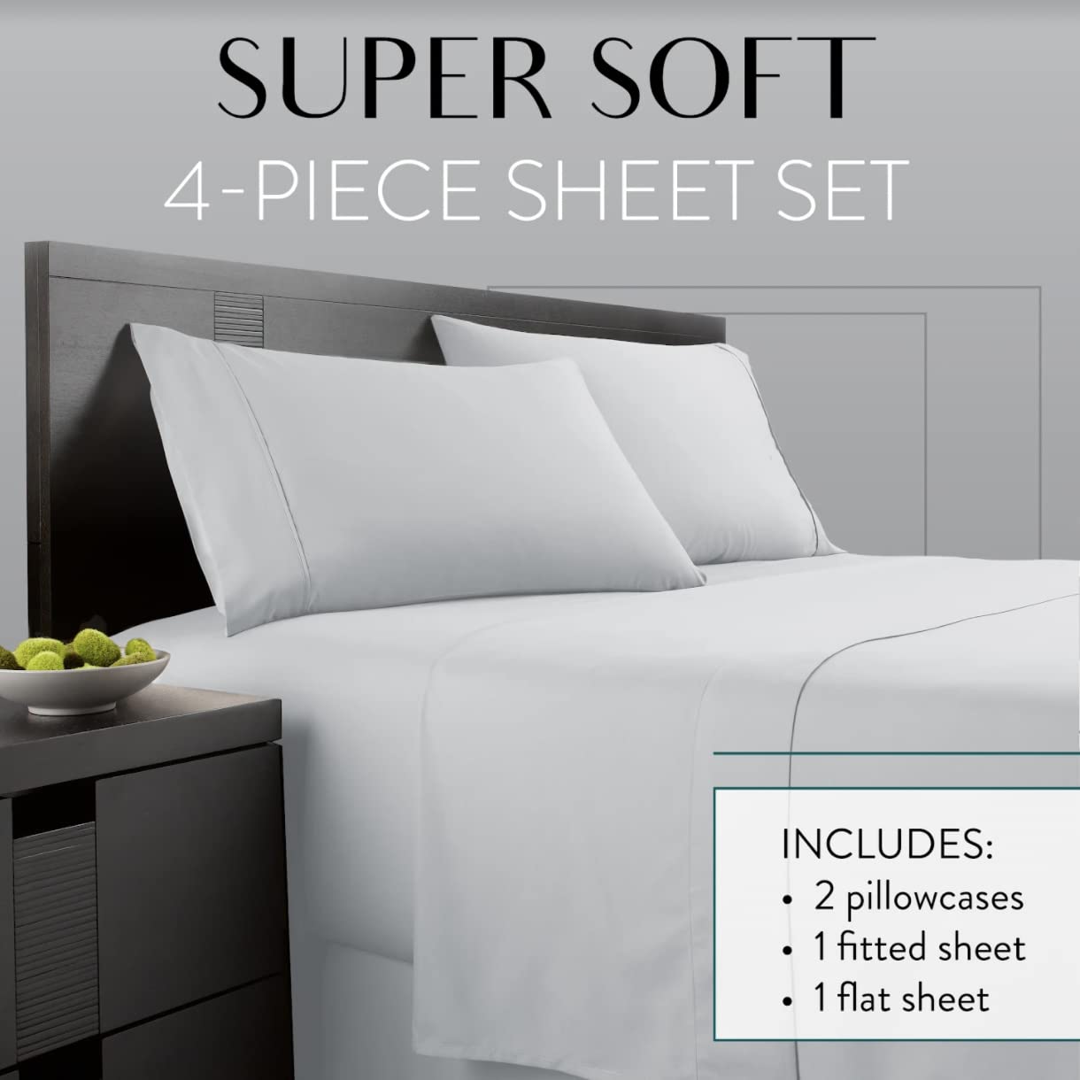 Danjor Linens Danjor Linens Twin Bed Sheet Set - 4 Piece Soft Microfiber, Deep Pocket, Cooling & Wrinkle-Free in Light Gray - View 2 of 9