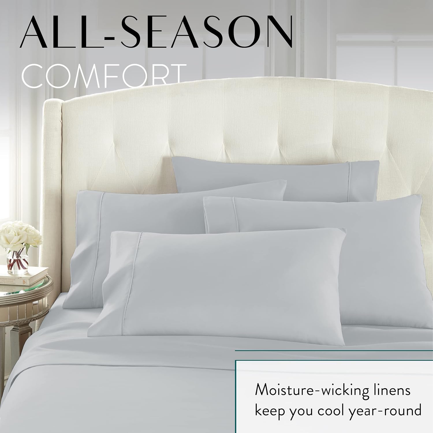 Danjor Linens Danjor Linens Twin Bed Sheet Set - 4 Piece Soft Microfiber, Deep Pocket, Cooling & Wrinkle-Free in Light Gray - View 6 of 9