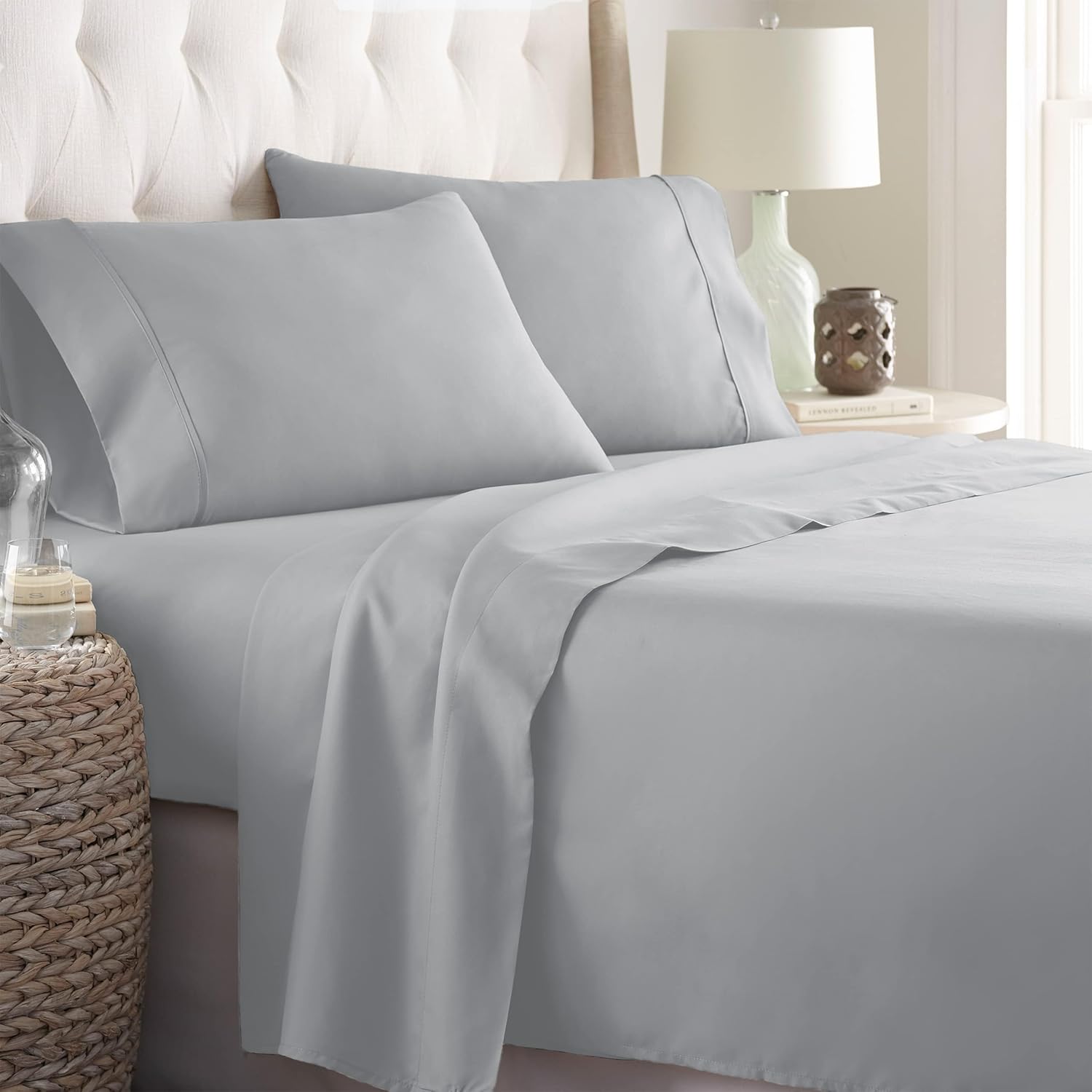 Danjor Linens Danjor Linens Twin Bed Sheet Set - 4 Piece Soft Microfiber, Deep Pocket, Cooling & Wrinkle-Free in Light Gray