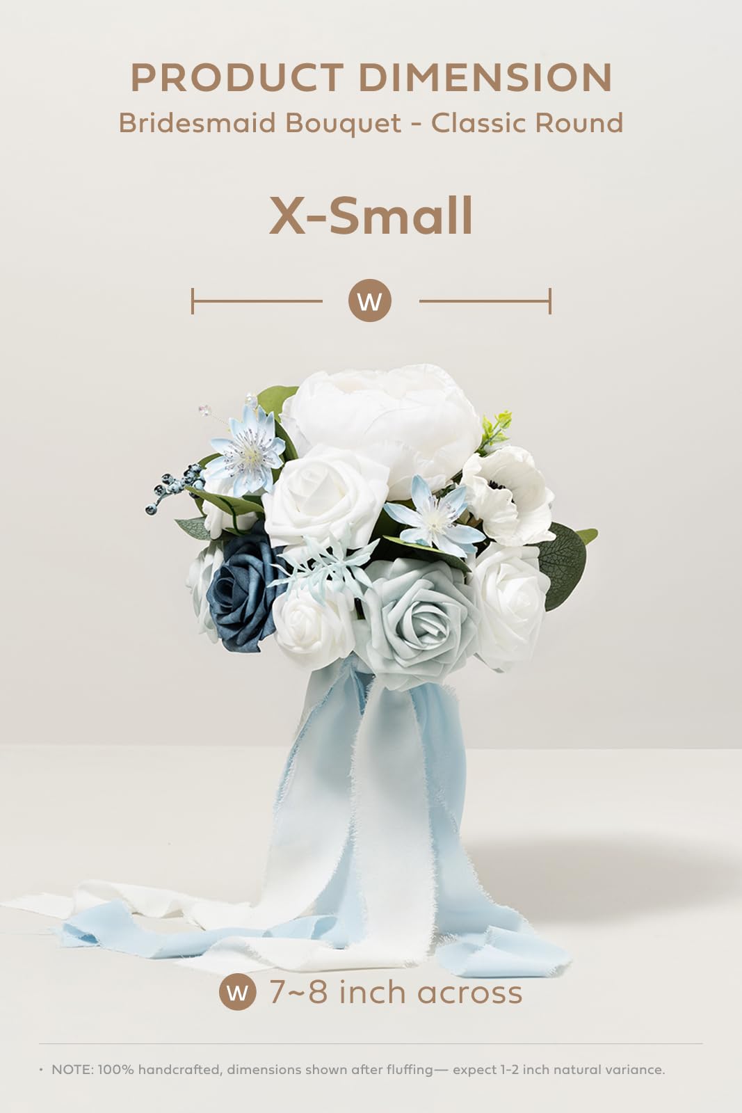 Ling's Moment Dusty Blue Bridesmaid Bouquet 7 Inch Artificial Flowers for Weddings and Anniversaries - View 4 of 8