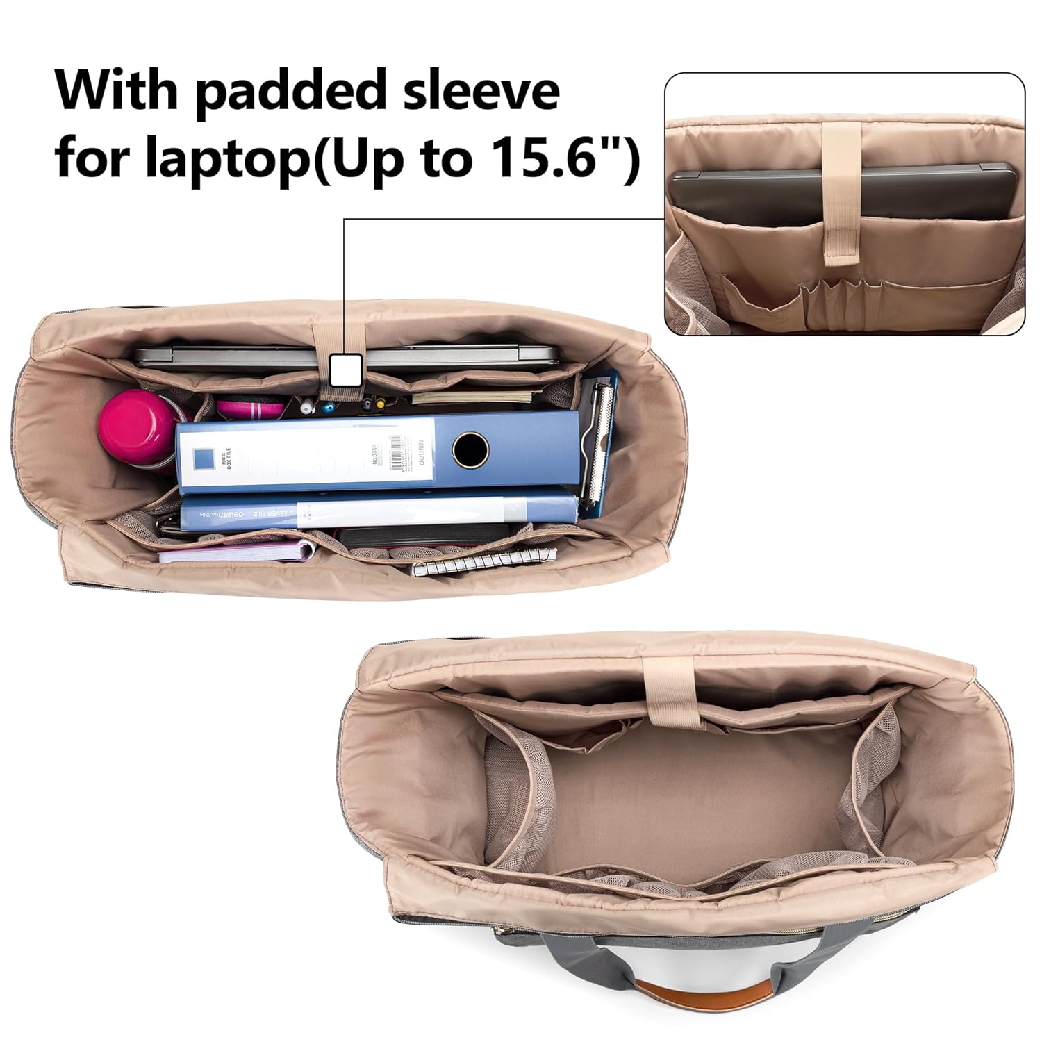 CURMIO CURMIO Large Teacher Tote Bag with Cup Holder and Laptop Compartment for Women in Gray - View 2 of 8