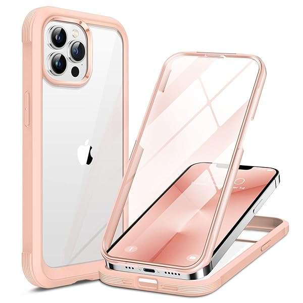 Miracase Miracase iPhone 13 Pro Max Case: 2023 Full-Body Clear Bumper & 9H Tempered Glass Protector in Pink