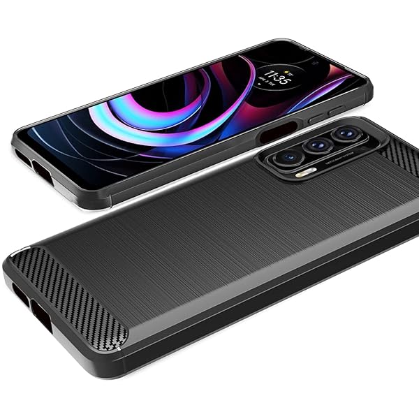 Osophter Osophter Motorola Moto Edge 2021 Case with 2 Screen Protectors Shock-Absorbing Flexible TPU Rubber Black Cover - View 6 of 9